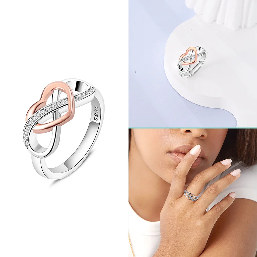 Zircon Blue Crystal Heart Bow Rings
