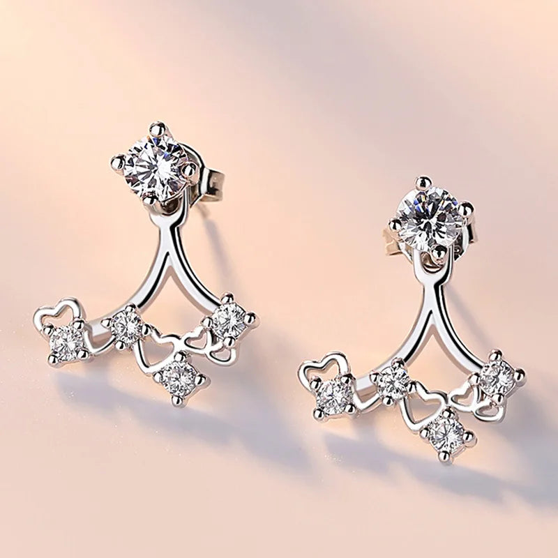 925 Sterling Silver Hoop Earrings Moon Star