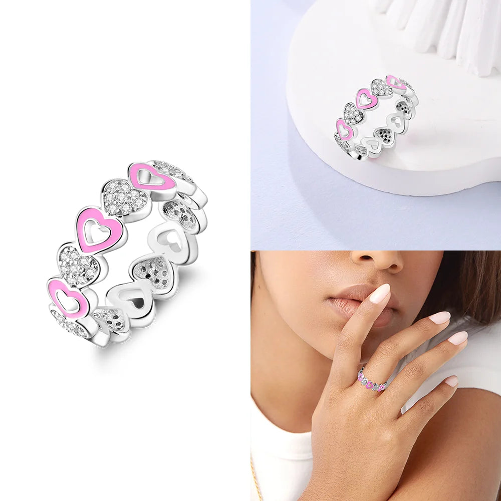 Zircon Blue Crystal Heart Bow Rings