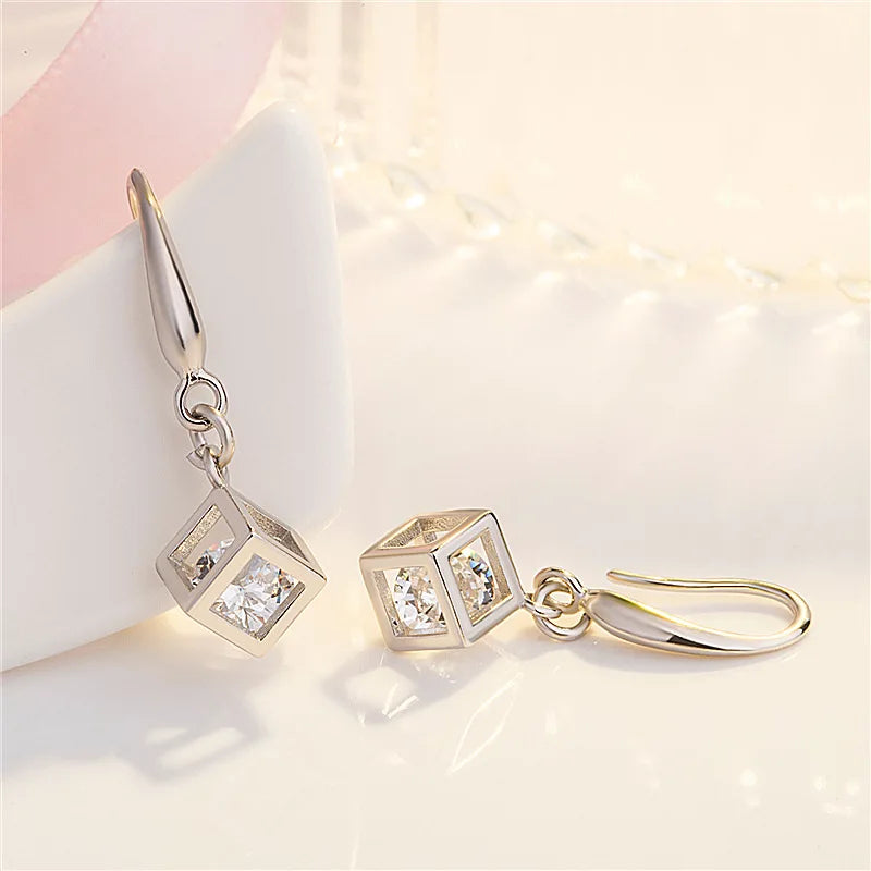 Silver Hook Earrings Dolphin Zircon High Quality
