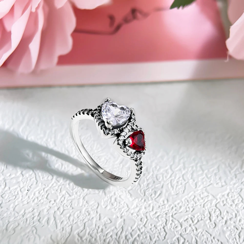 Zircon Blue Crystal Heart Bow Rings