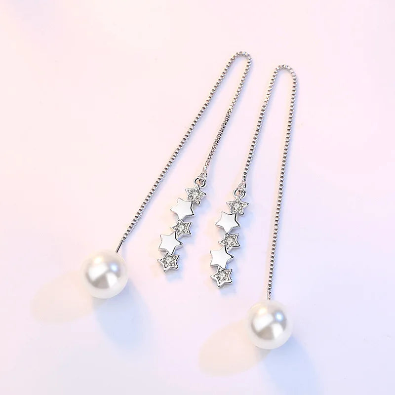 925 Sterling Silver Hoop Earrings Moon Star