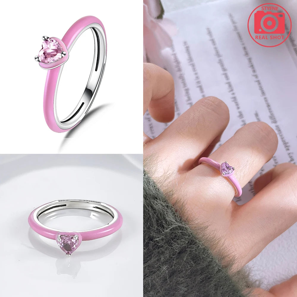 Zircon Blue Crystal Heart Bow Rings