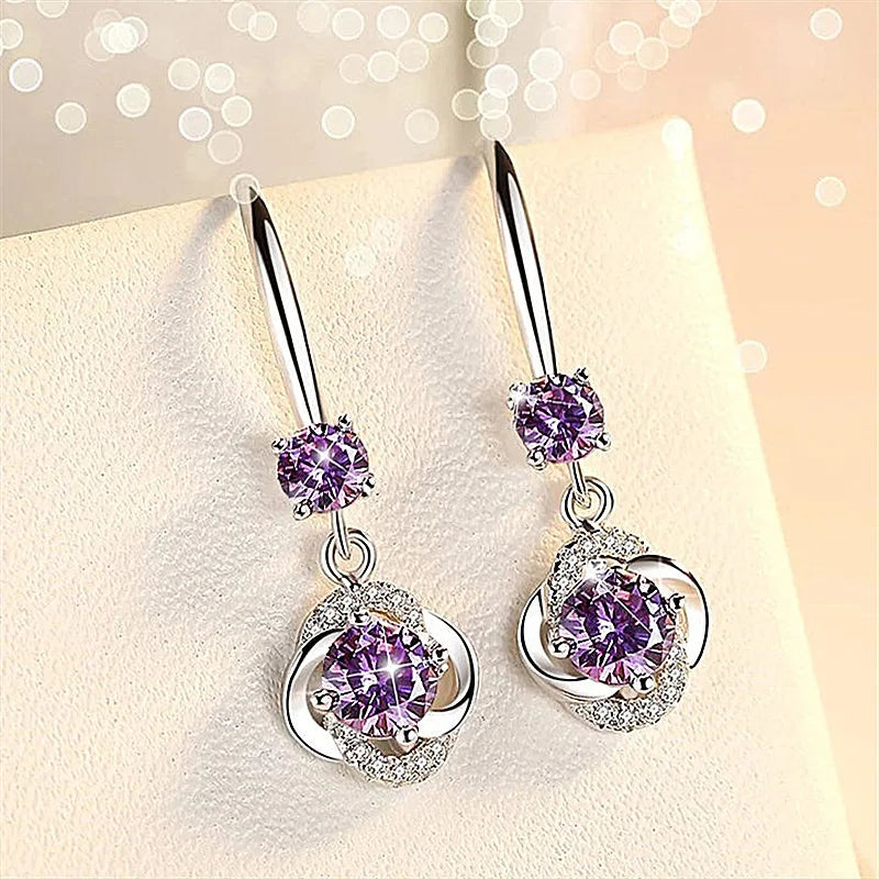 Silver Hook Earrings Dolphin Zircon High Quality