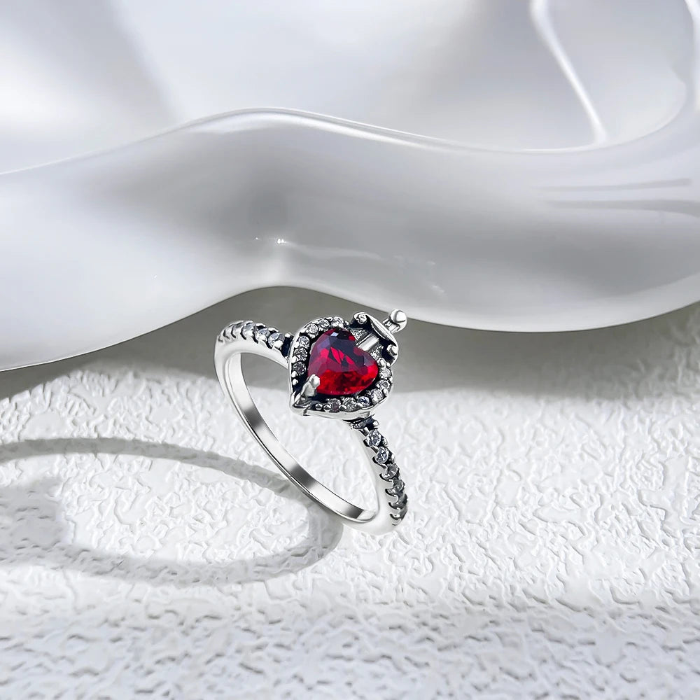 Zircon Blue Crystal Heart Bow Rings