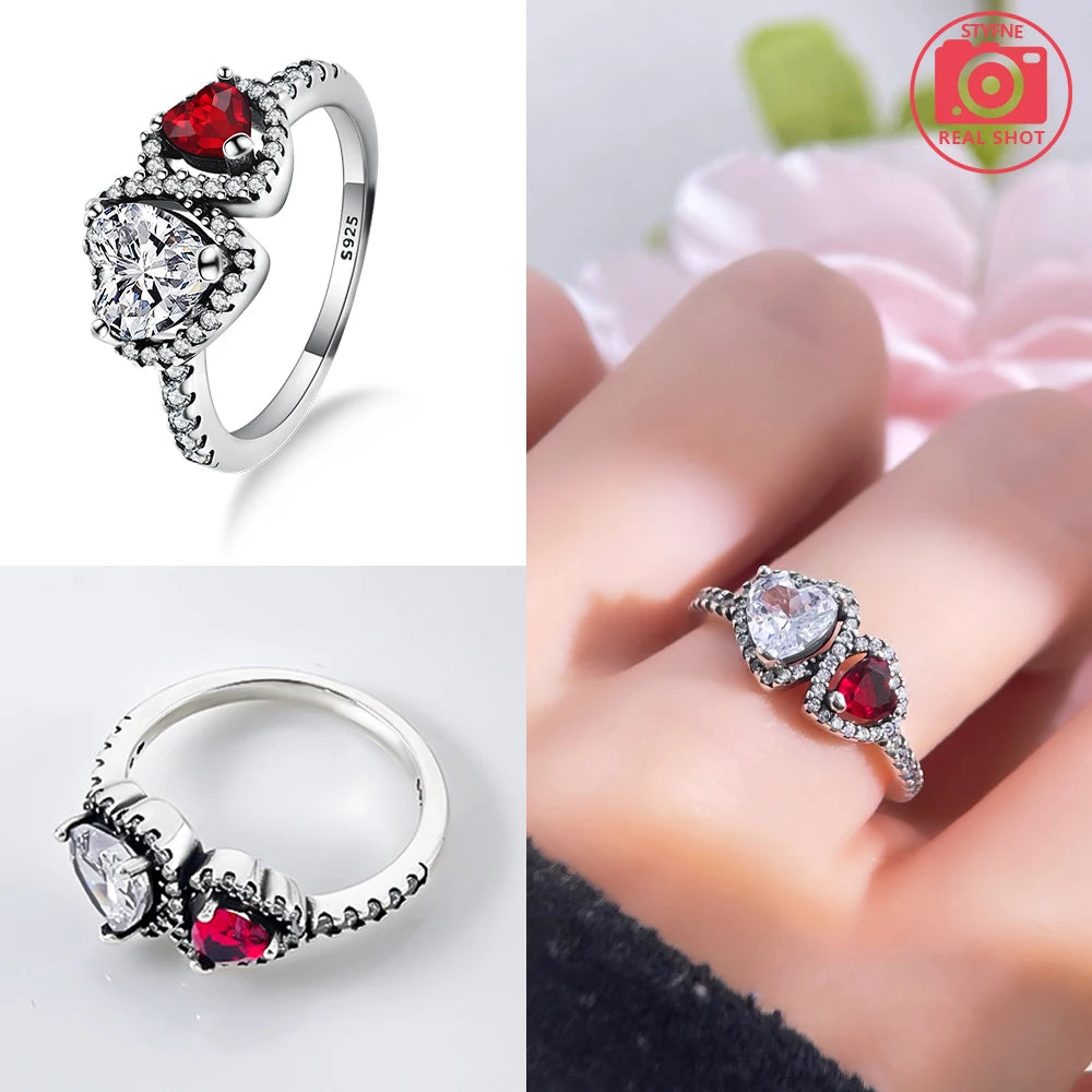 Zircon Blue Crystal Heart Bow Rings