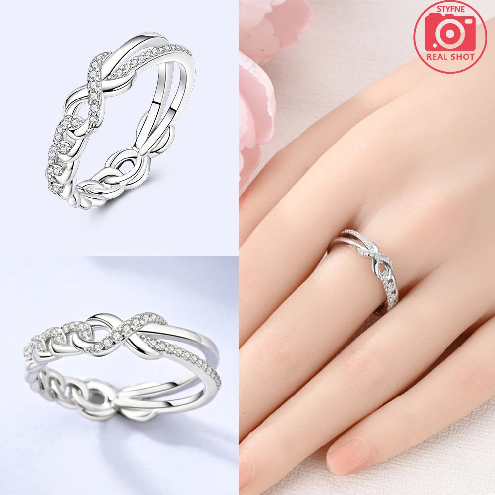 Zircon Blue Crystal Heart Bow Rings