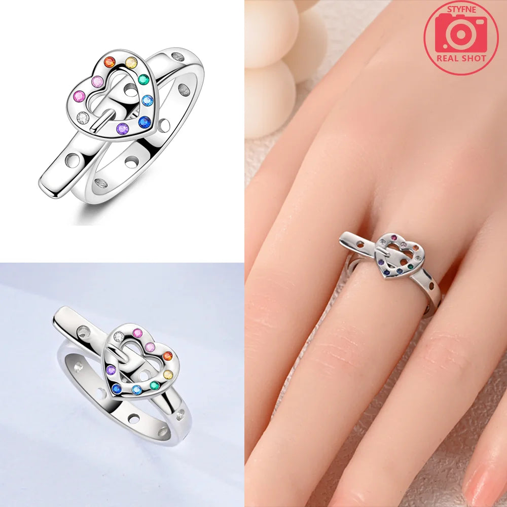 Zircon Blue Crystal Heart Bow Rings
