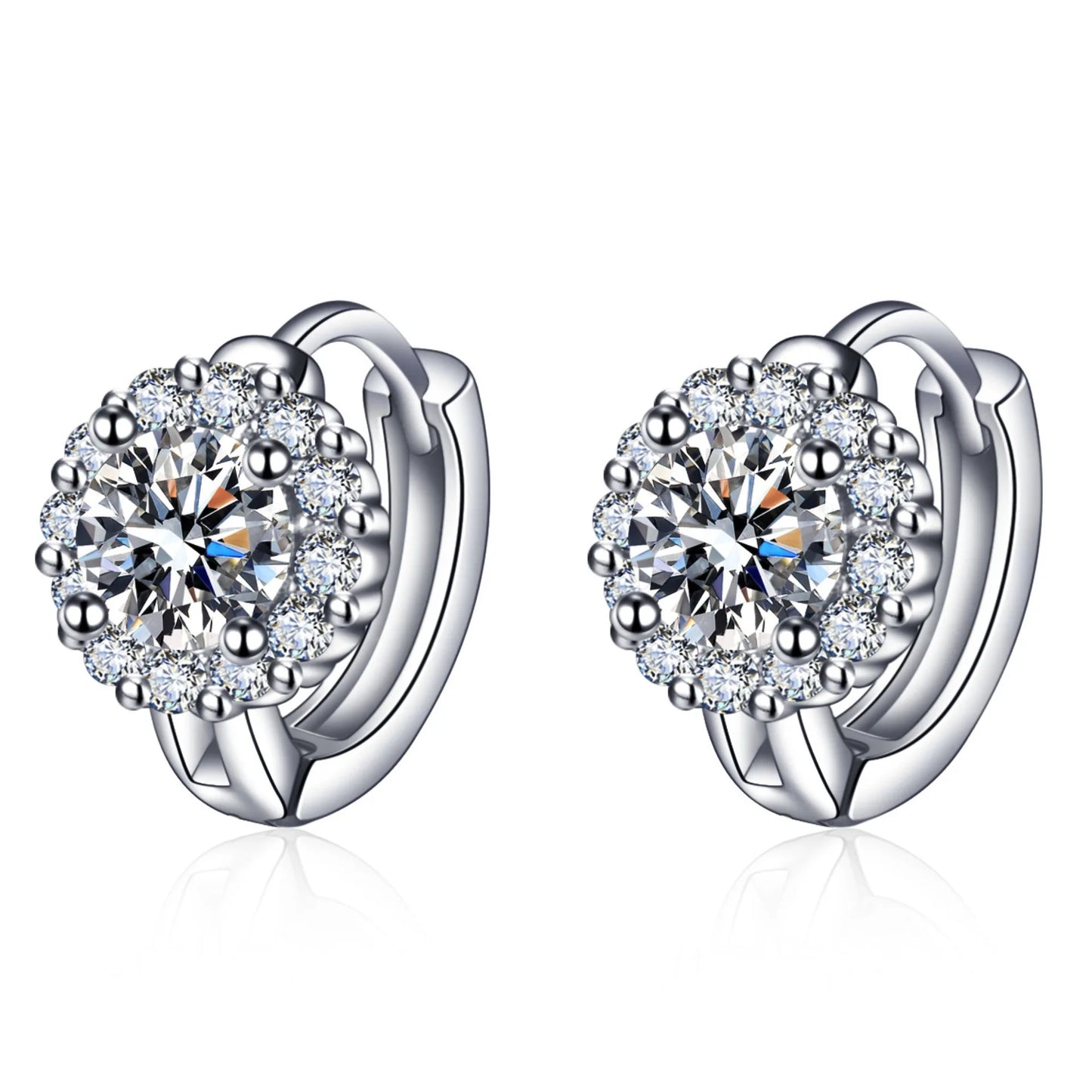 Silver Hook Earrings Dolphin Zircon High Quality