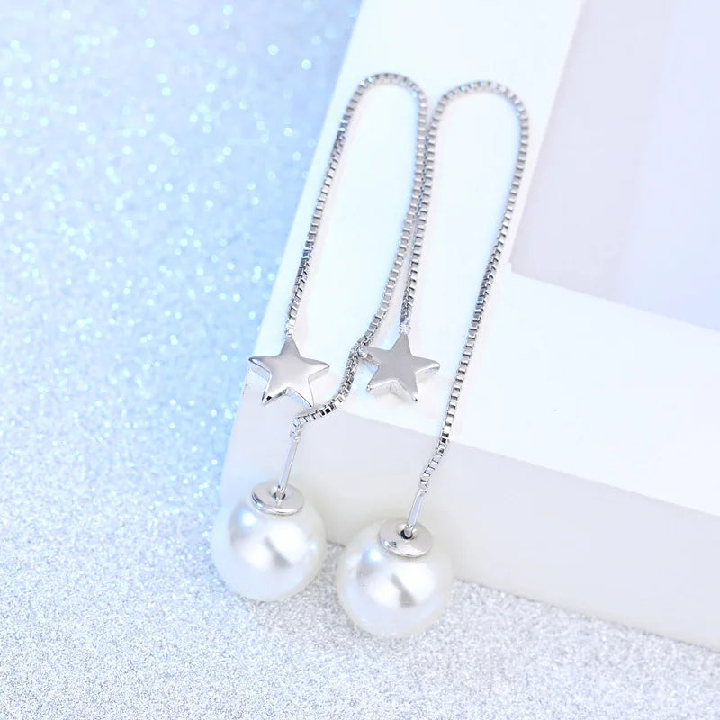 925 Sterling Silver Hoop Earrings Moon Star