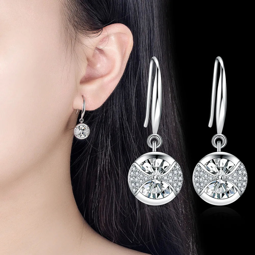 925 Sterling Silver Hoop Earrings Moon Star