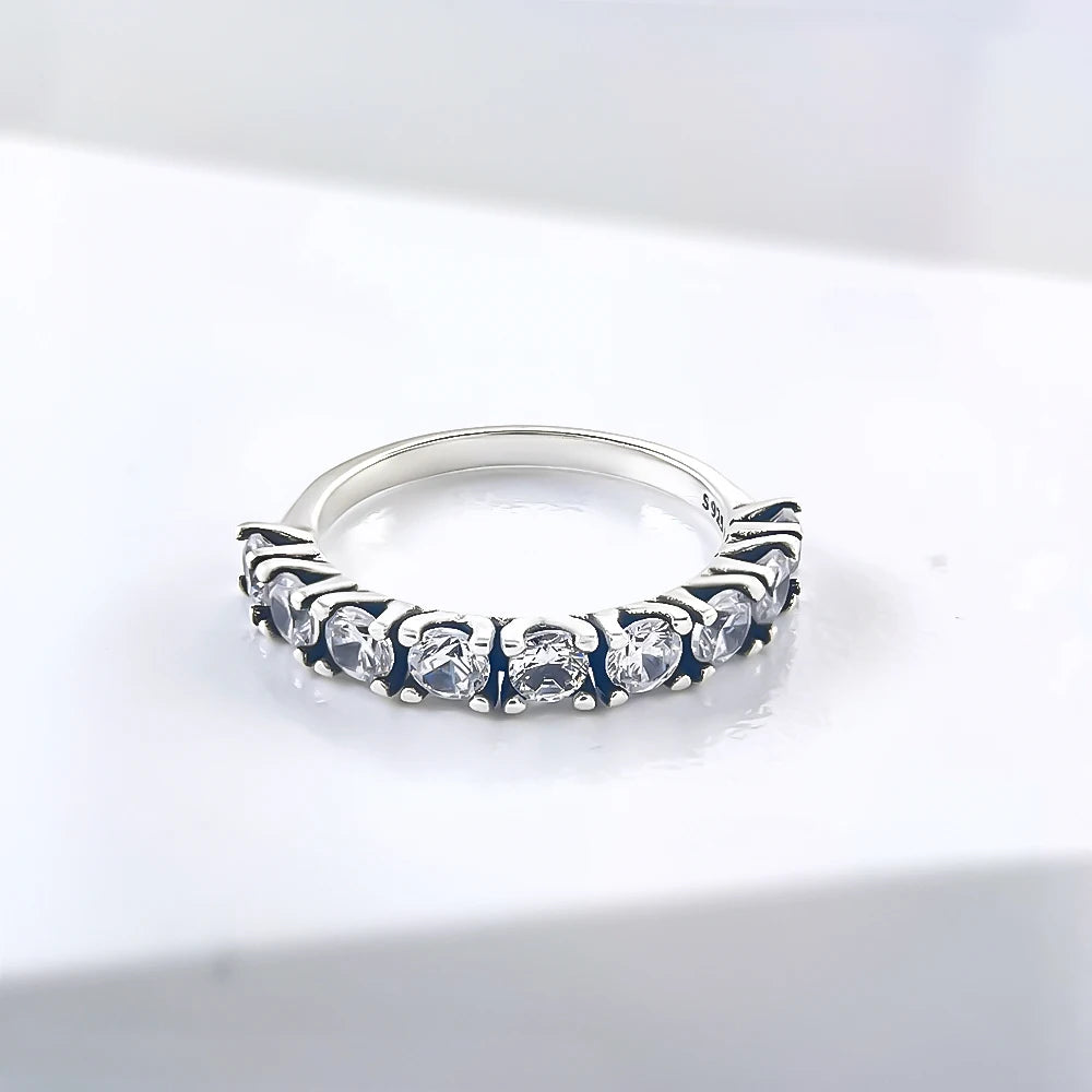 Zircon Blue Crystal Heart Bow Rings