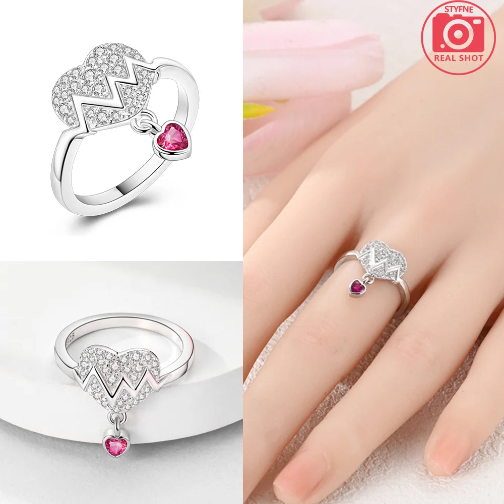 Zircon Blue Crystal Heart Bow Rings