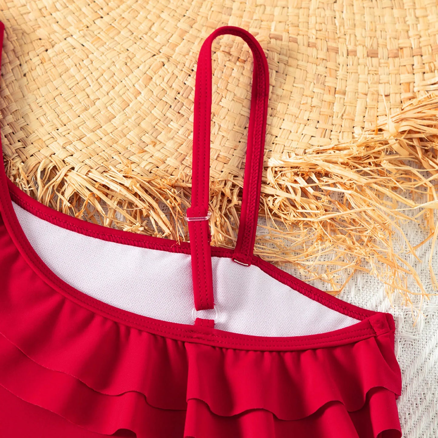 One-Piece Swimsuit Kids Girls One Shoulder Ruffle Swimwear