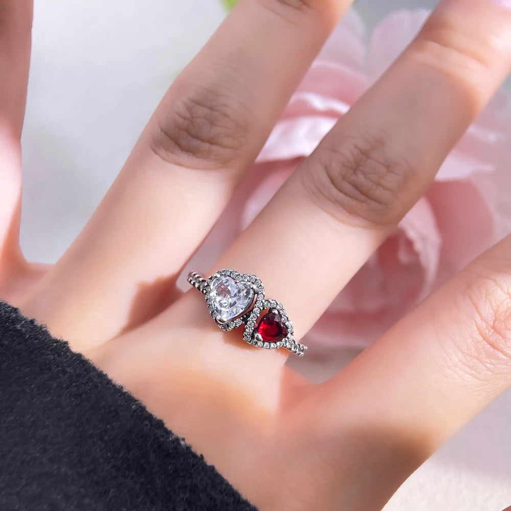 Zircon Blue Crystal Heart Bow Rings
