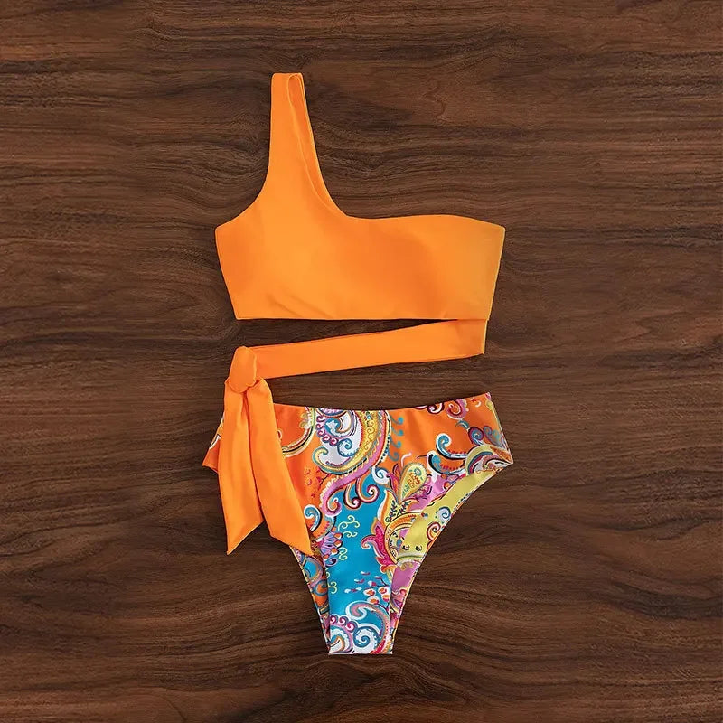 2025 New Sexy High-waisted Fashion Bikini Europe One-shoulder