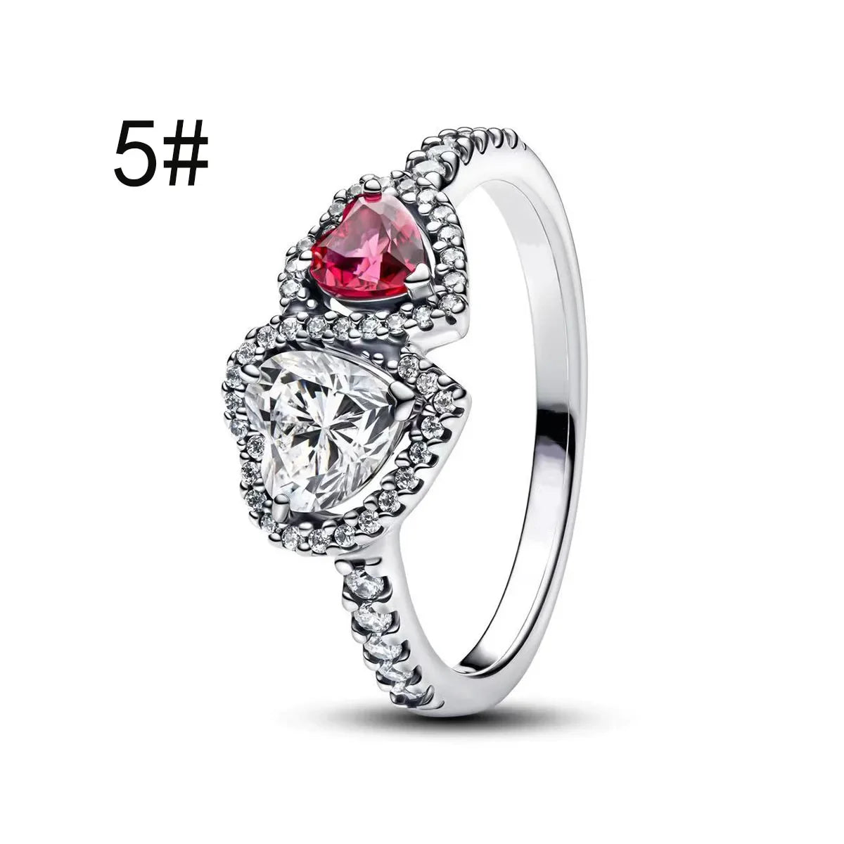 Pink Bow Set Silver Colorful Zircon Ring Earrings