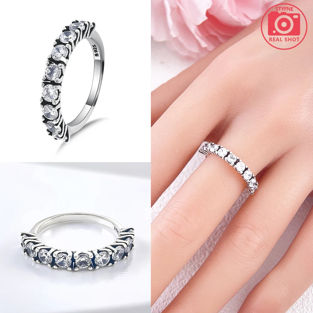 Zircon Blue Crystal Heart Bow Rings