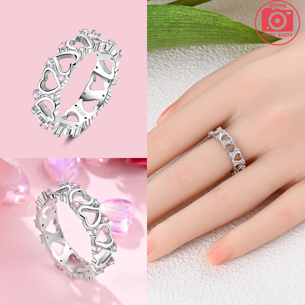Zircon Blue Crystal Heart Bow Rings