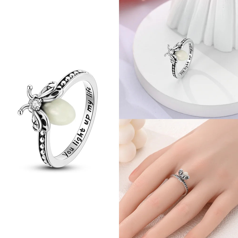 Zircon Blue Crystal Heart Bow Rings