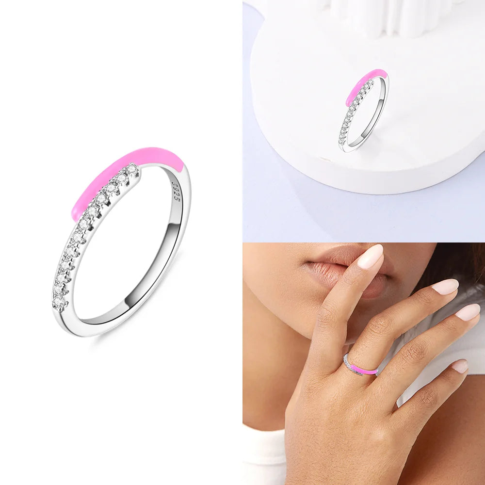 Zircon Blue Crystal Heart Bow Rings