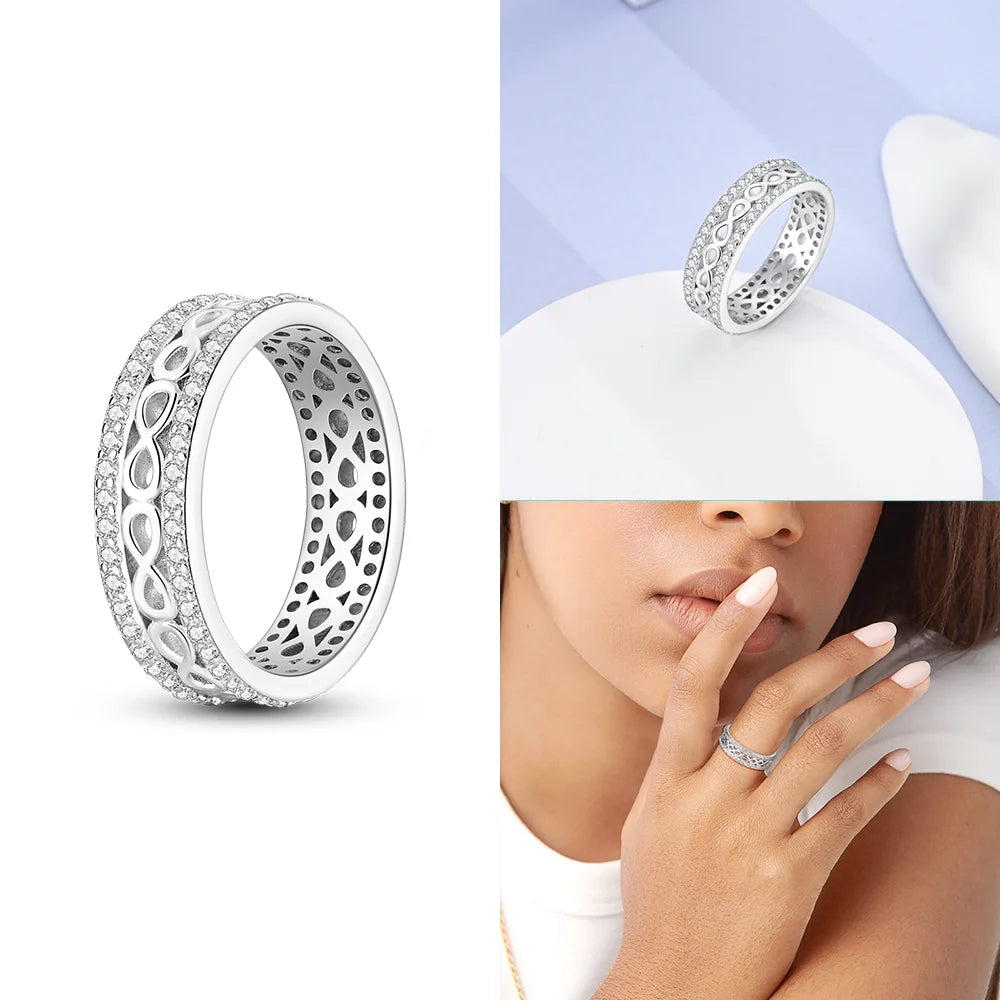 Zircon Blue Crystal Heart Bow Rings