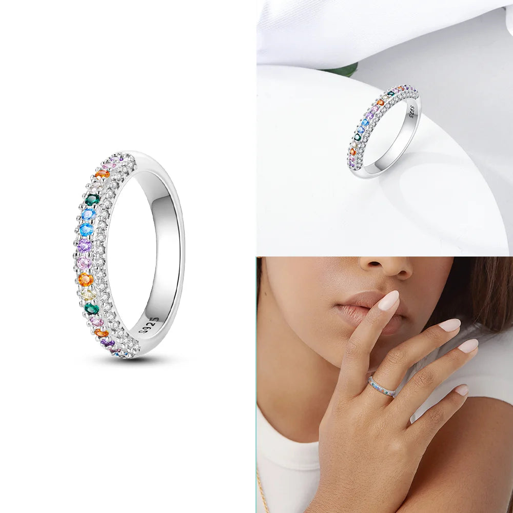 Zircon Blue Crystal Heart Bow Rings