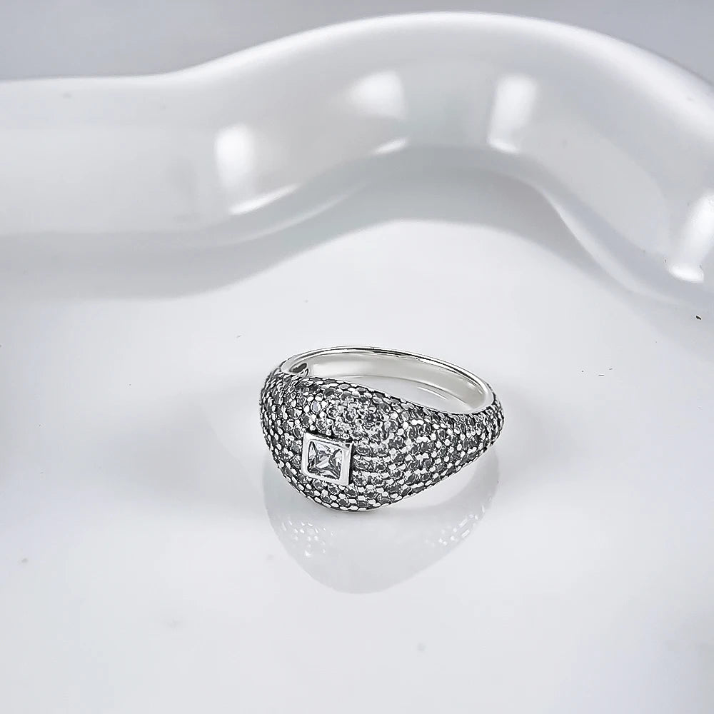 Zircon Blue Crystal Heart Bow Rings