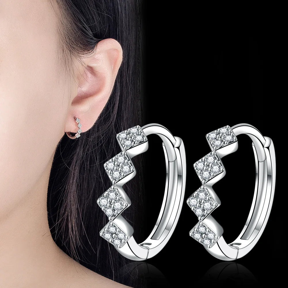 925 Sterling Silver Hoop Earrings Moon Star
