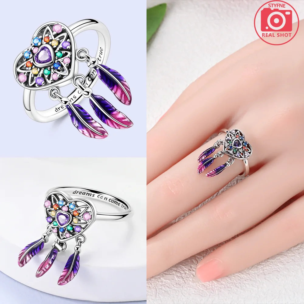 Zircon Blue Crystal Heart Bow Rings