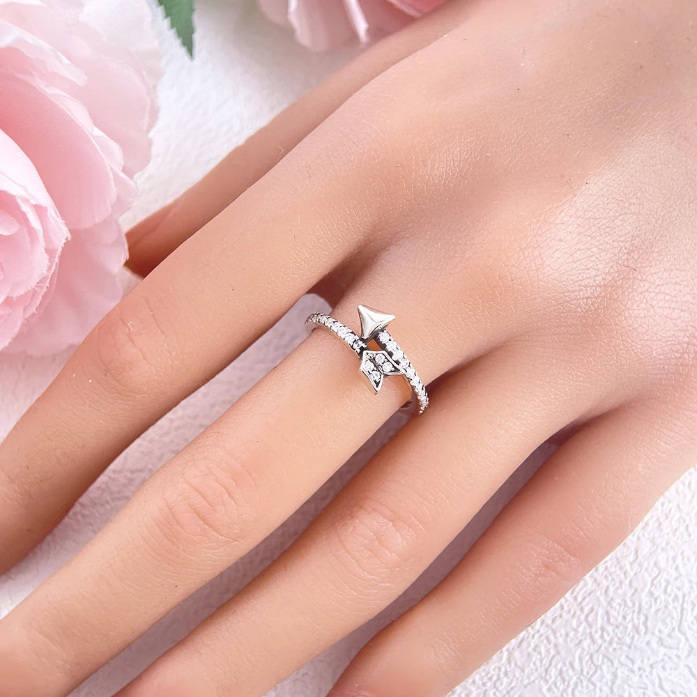 Zircon Blue Crystal Heart Bow Rings