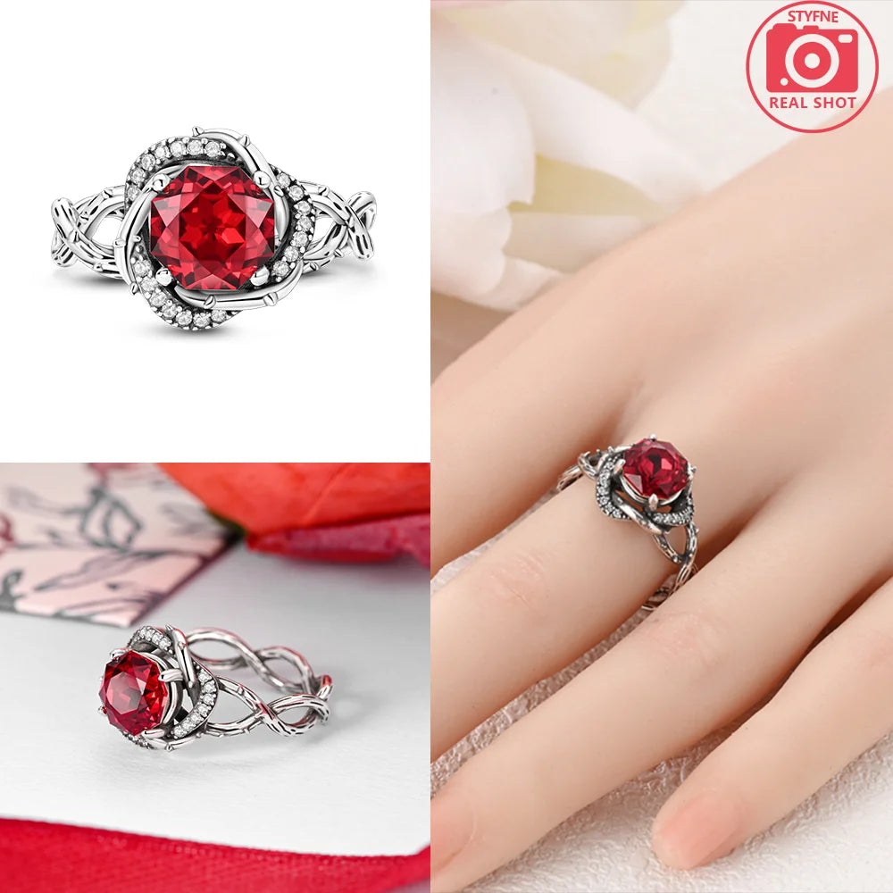 Zircon Blue Crystal Heart Bow Rings