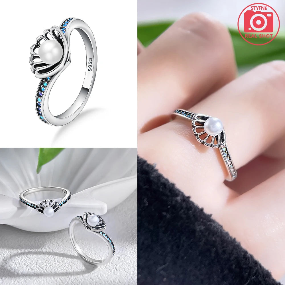 Zircon Blue Crystal Heart Bow Rings