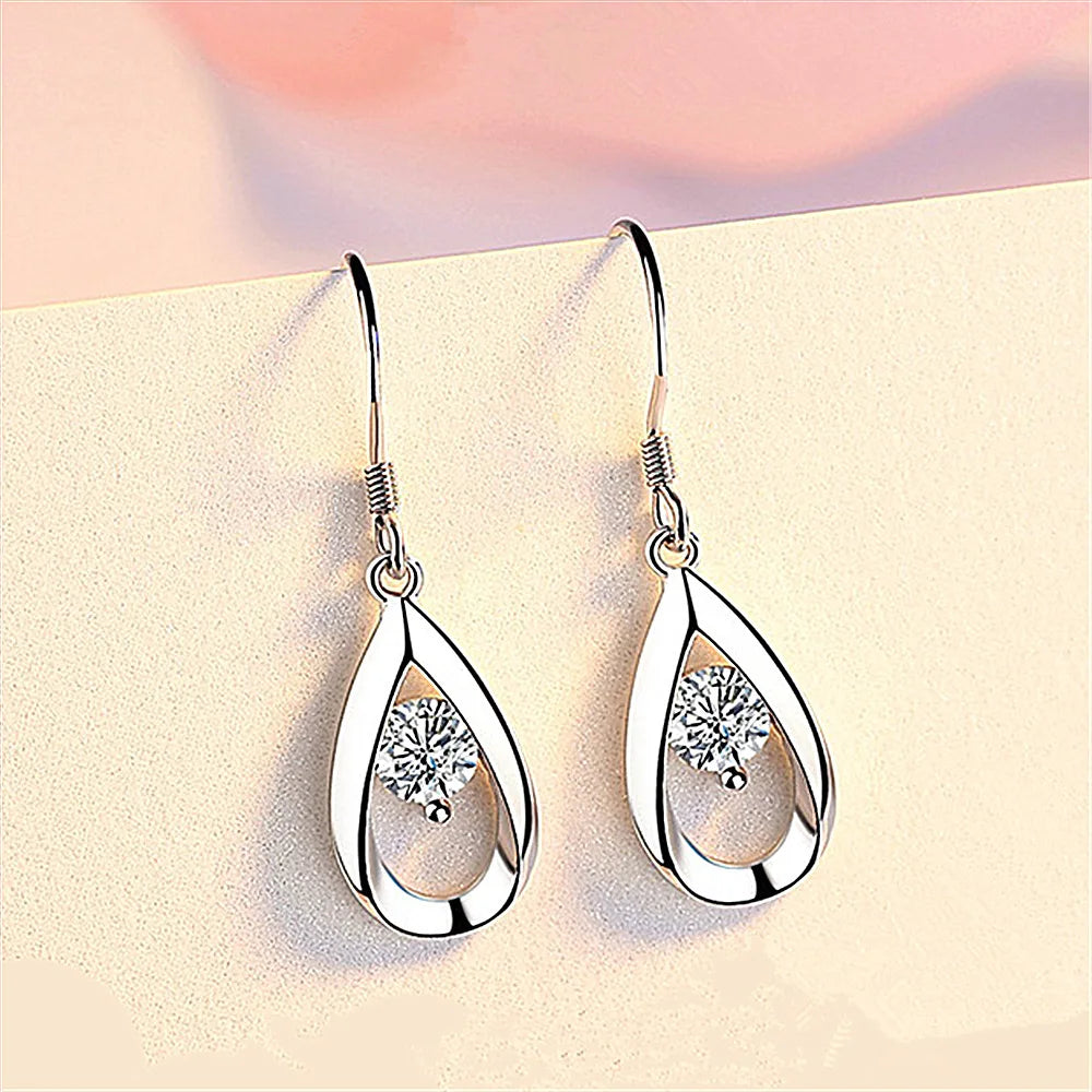 Silver Hook Earrings Dolphin Zircon High Quality