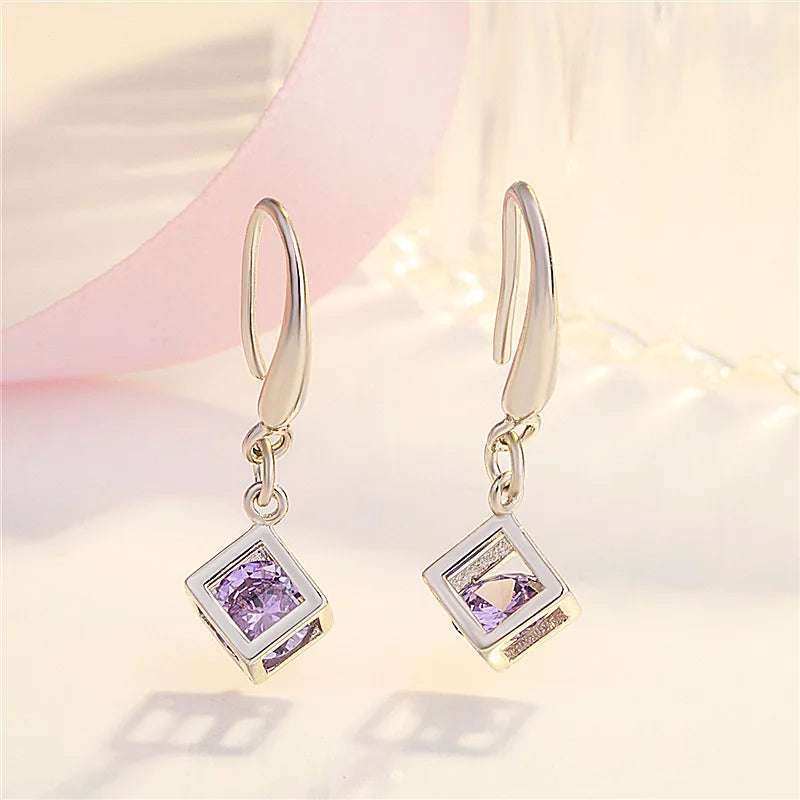 Silver Hook Earrings Dolphin Zircon High Quality