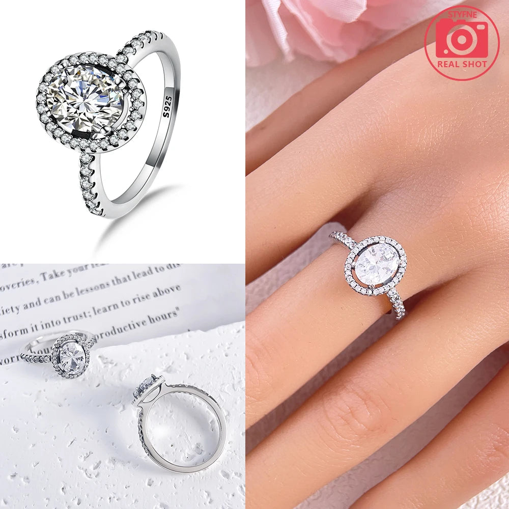 Zircon Blue Crystal Heart Bow Rings