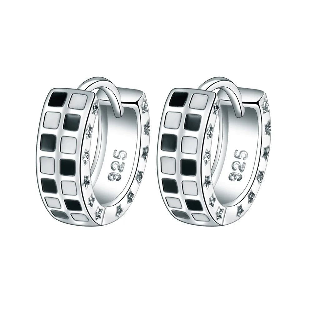 925 Sterling Silver Hoop Earrings Moon Star