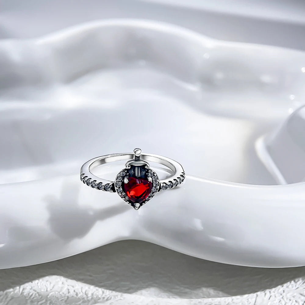 Zircon Blue Crystal Heart Bow Rings