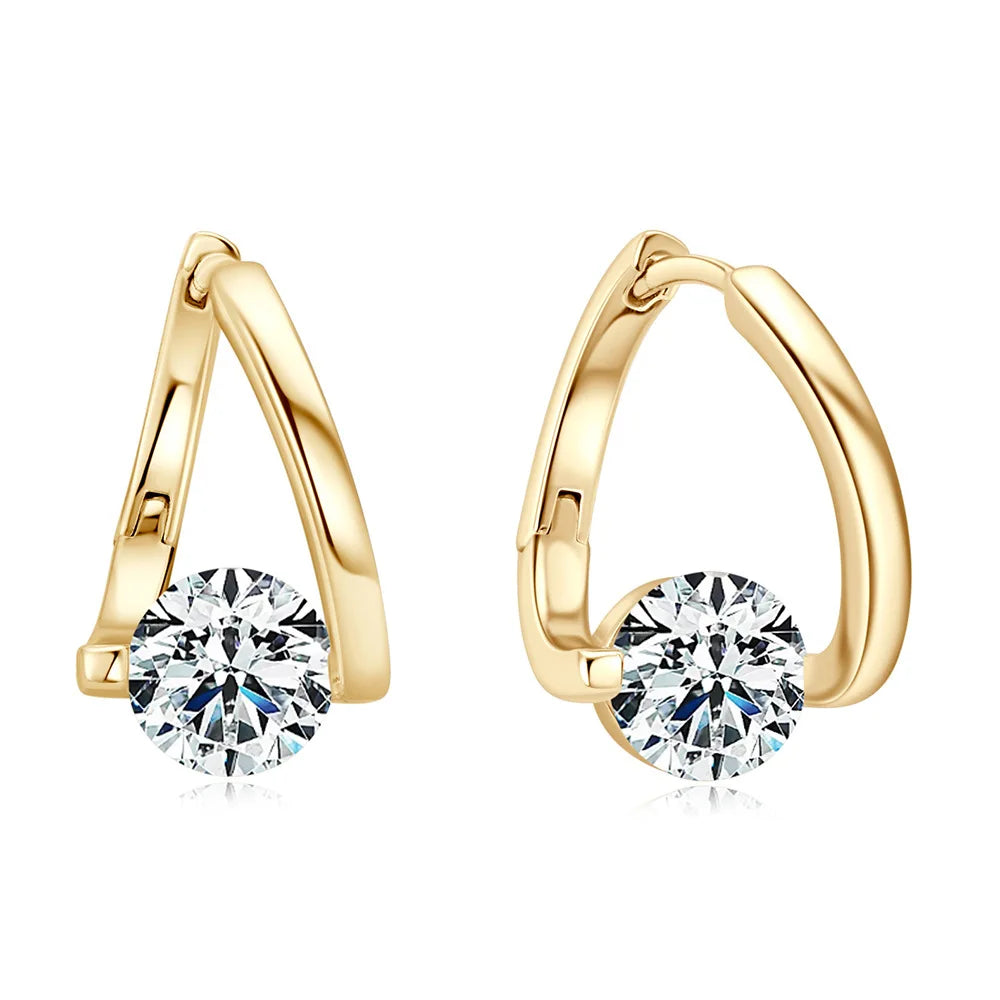 925 Sterling Silver Hoop Earrings Moon Star