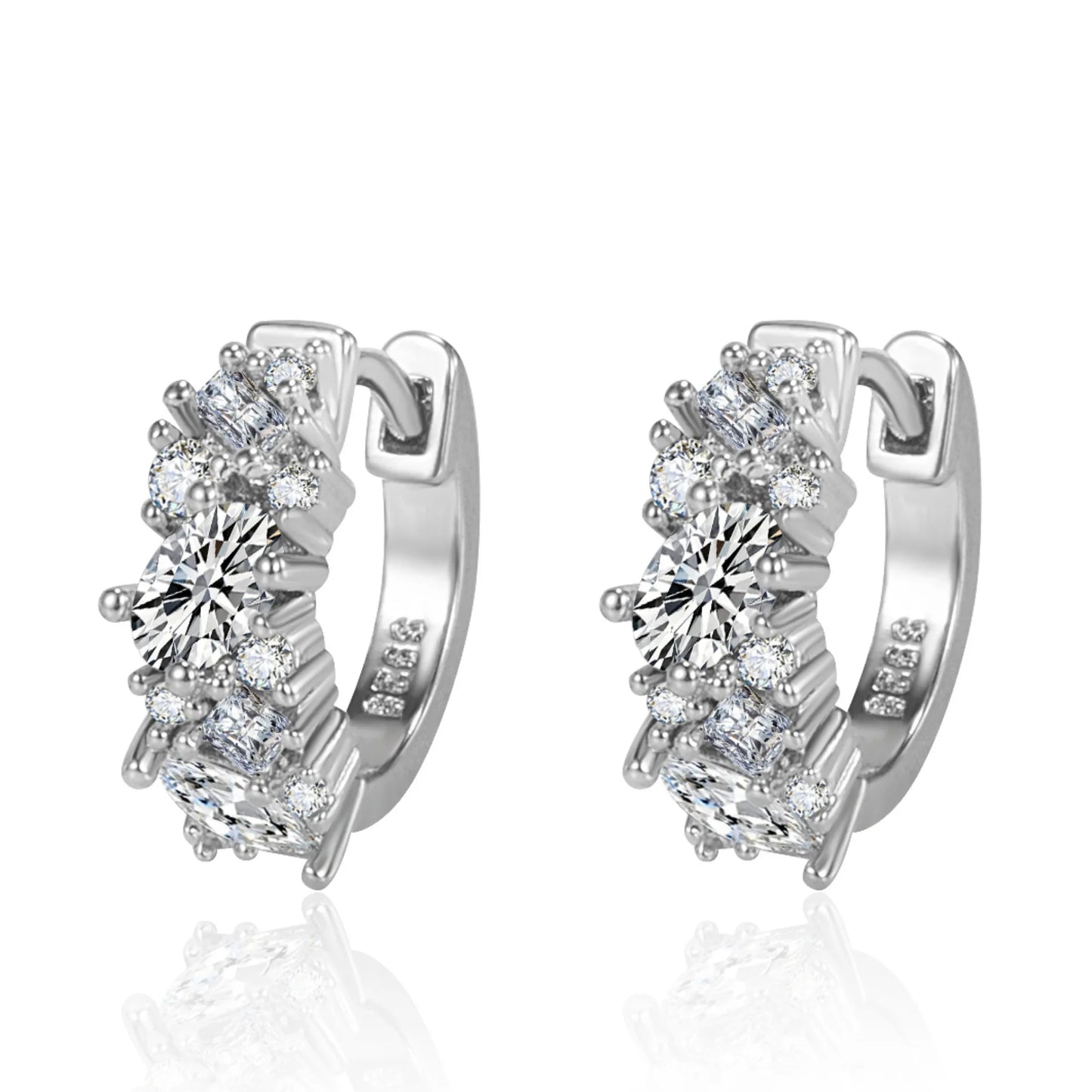 Silver Hook Earrings Dolphin Zircon High Quality