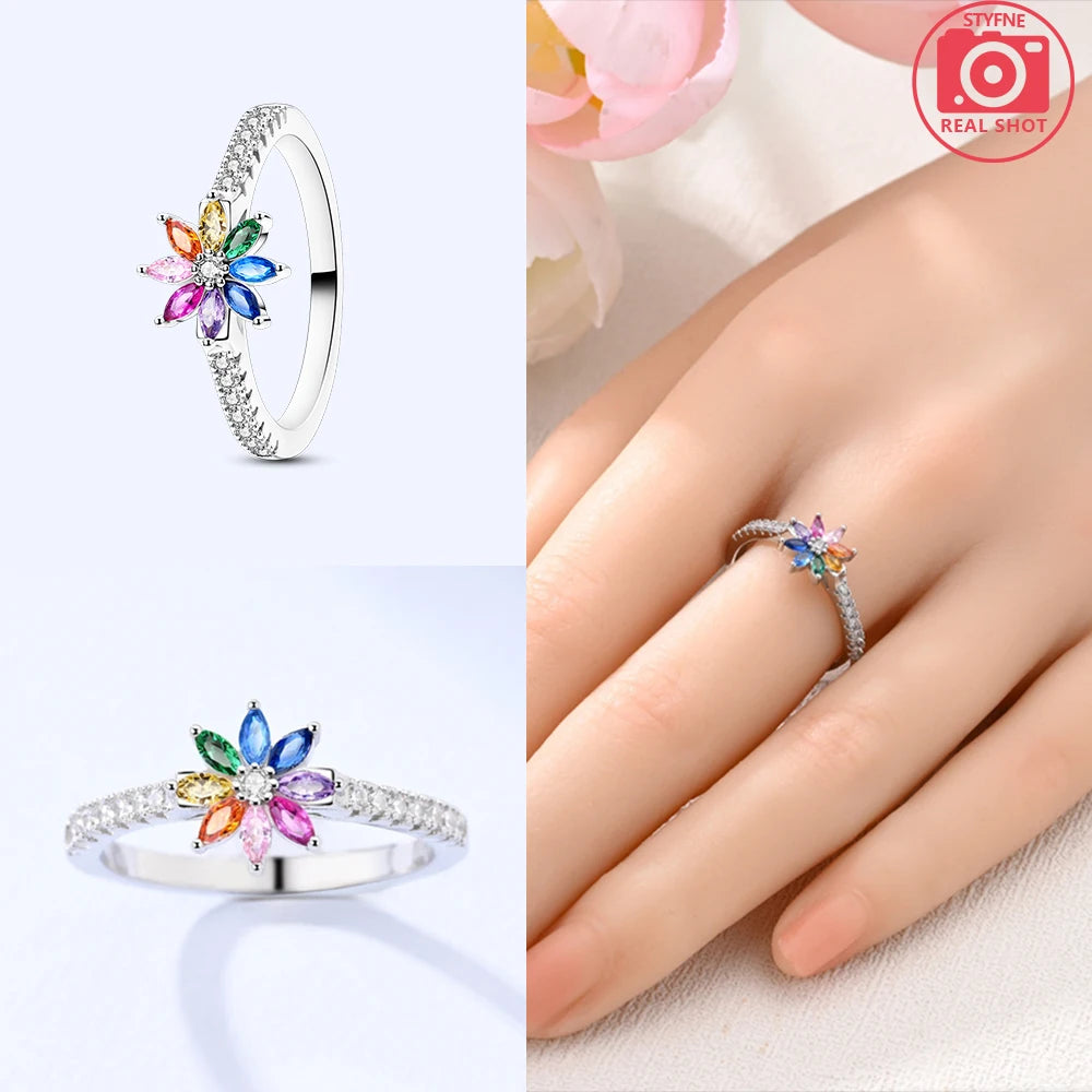 Zircon Blue Crystal Heart Bow Rings