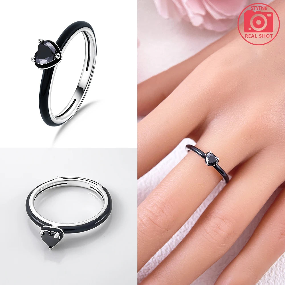 Zircon Blue Crystal Heart Bow Rings