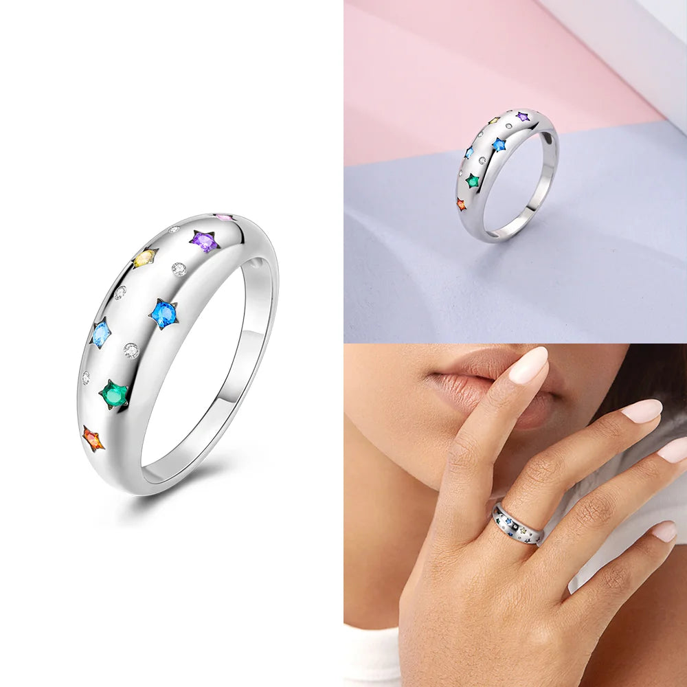 Zircon Blue Crystal Heart Bow Rings