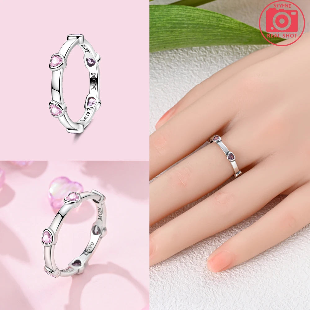 Zircon Blue Crystal Heart Bow Rings