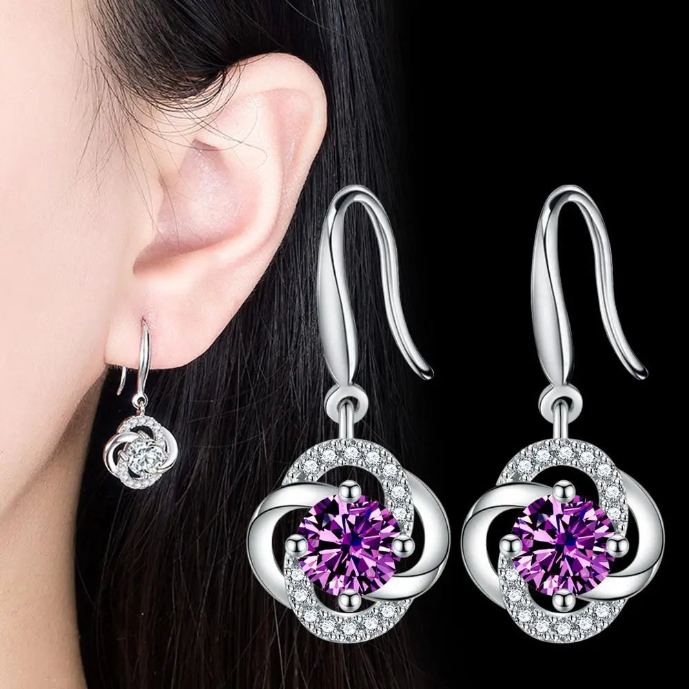 925 Sterling Silver Hoop Earrings Moon Star