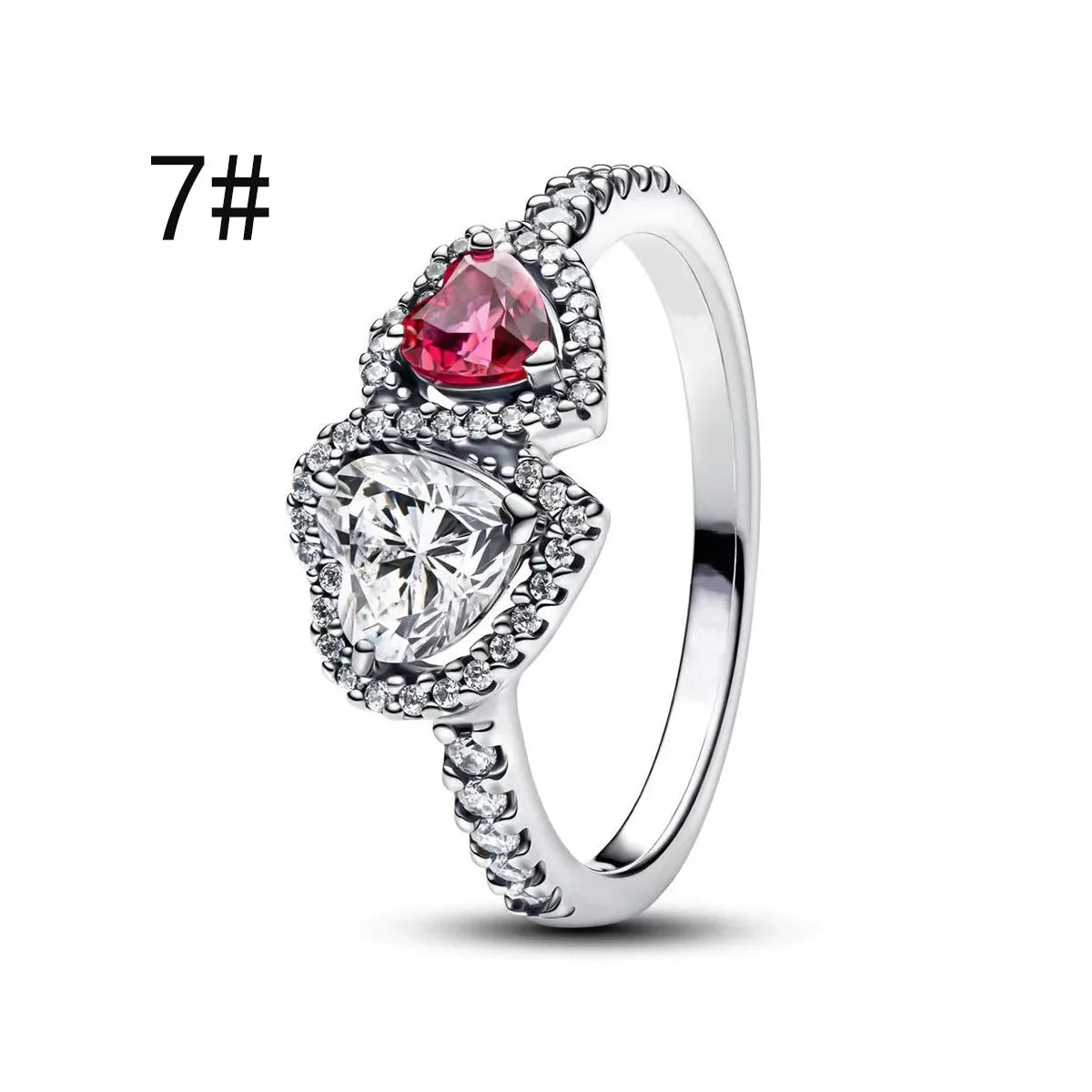 Pink Bow Set Silver Colorful Zircon Ring Earrings