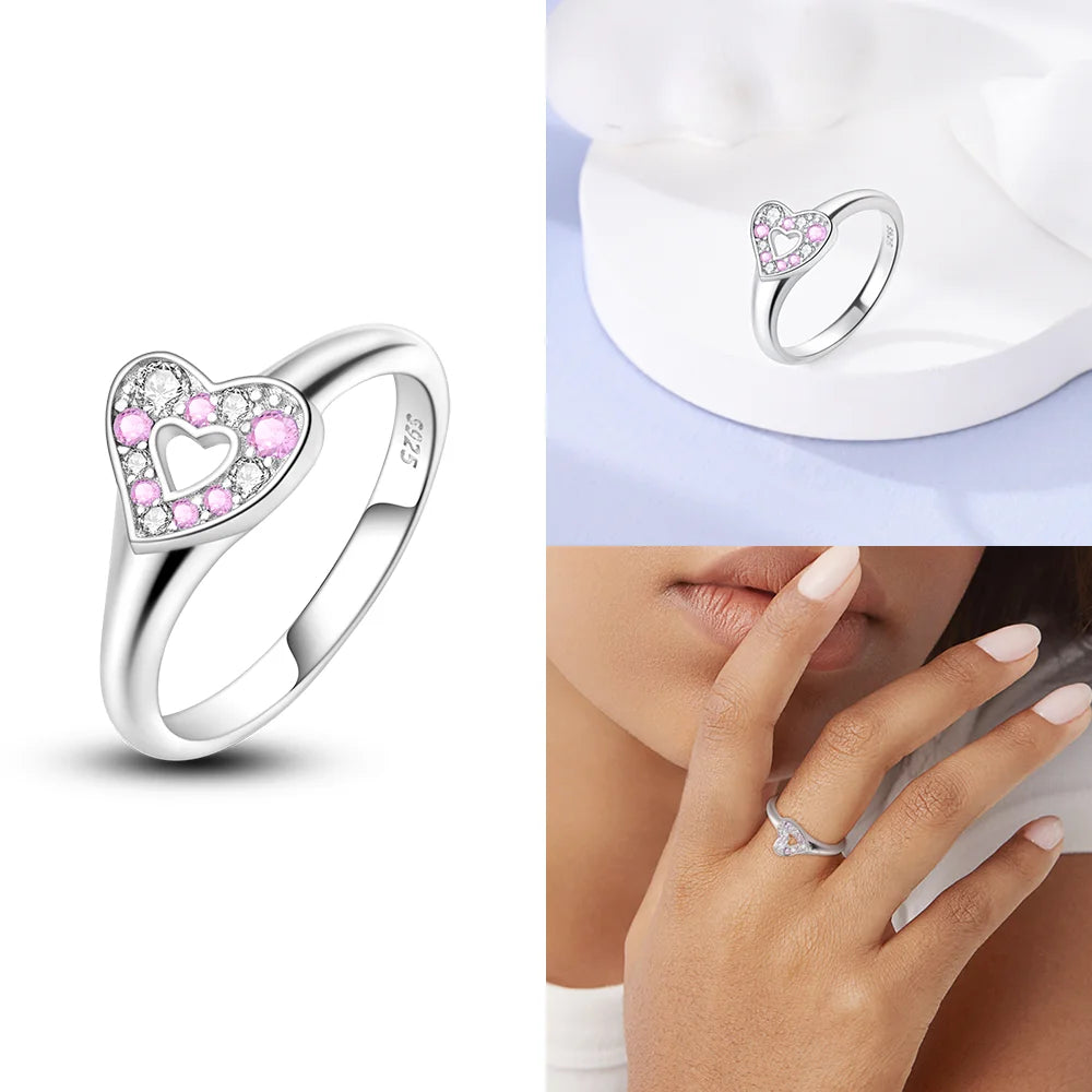 Zircon Blue Crystal Heart Bow Rings