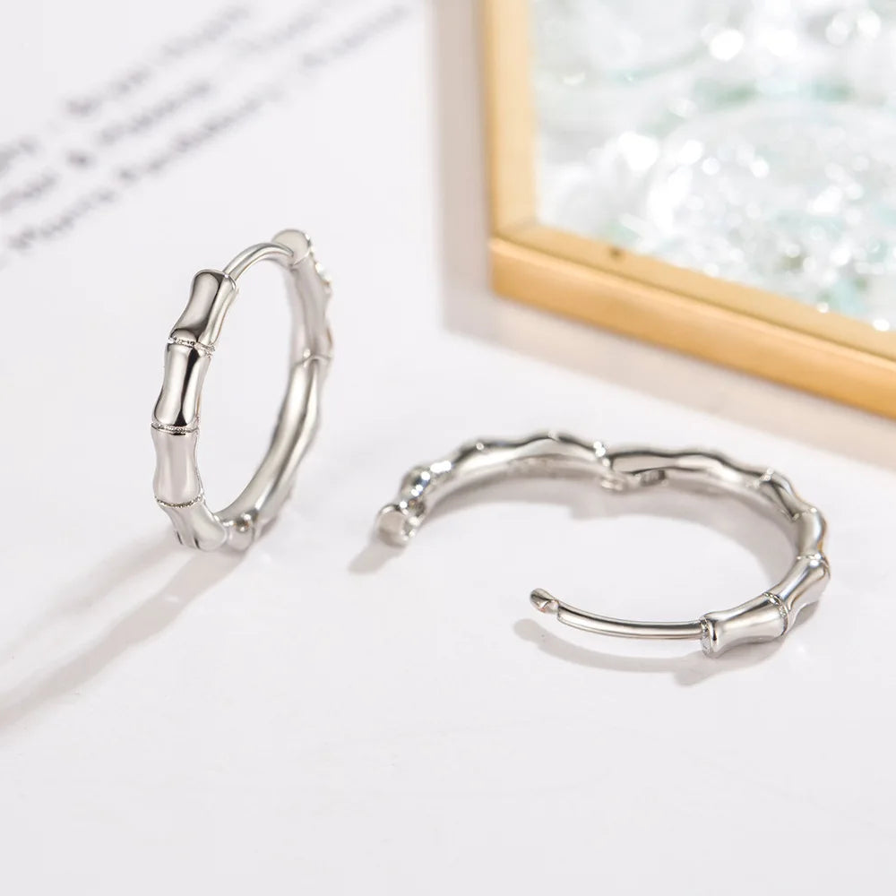 925 Sterling Silver Hoop Earrings Moon Star