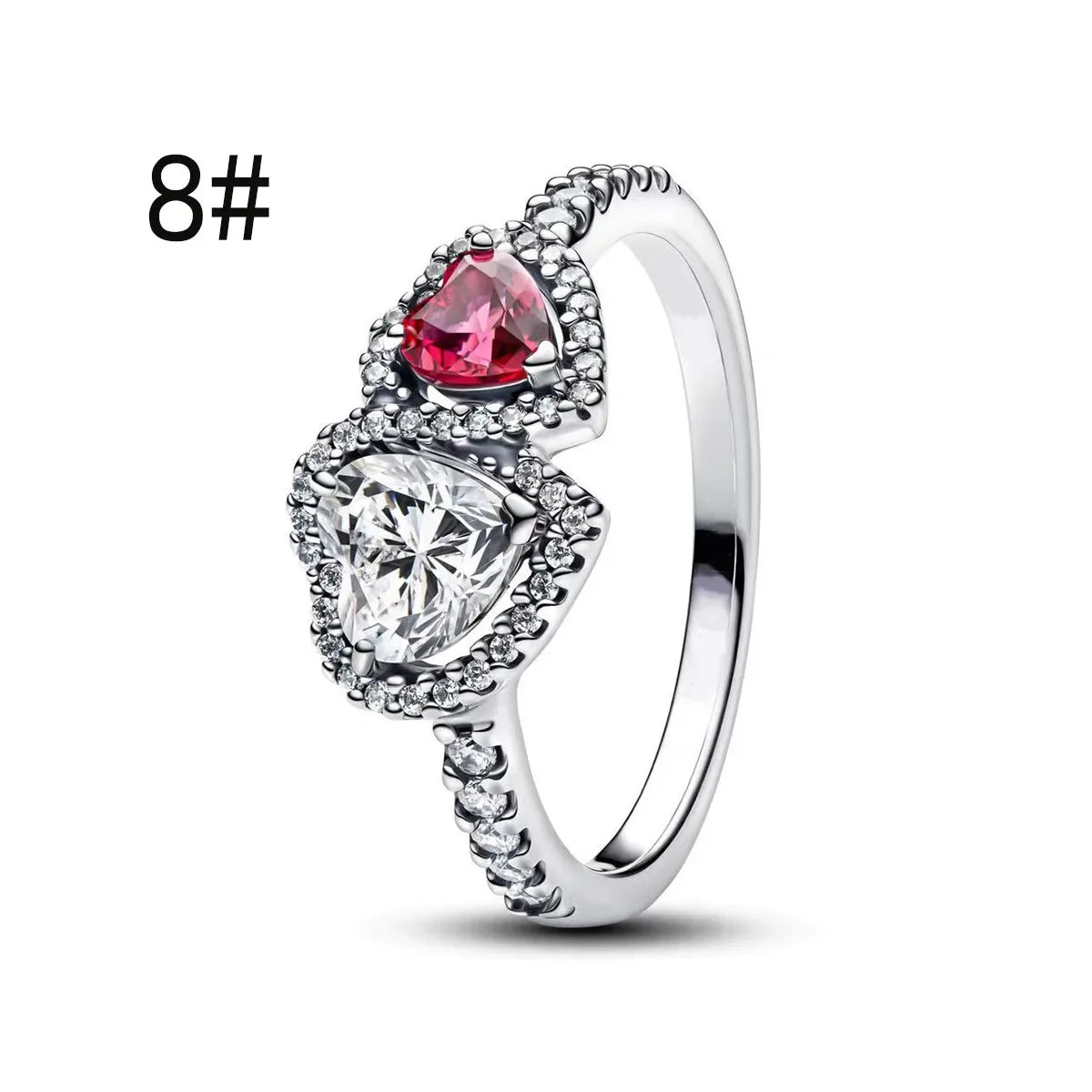 Pink Bow Set Silver Colorful Zircon Ring Earrings