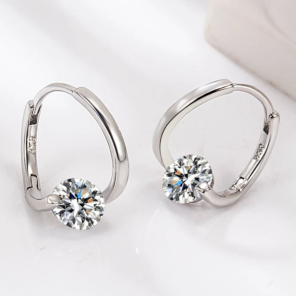 925 Sterling Silver Hoop Earrings Moon Star